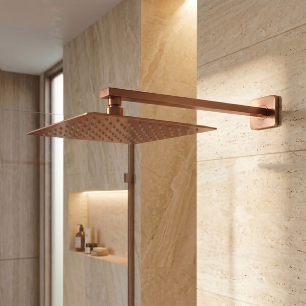 Braț de duș pătrat REA JS-9022BRG 40cm Brush Copper