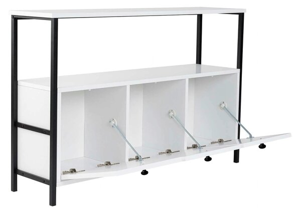 Comodă SOLACE, alb/negru, PAL melaminat/metal, 120x35x77 cm