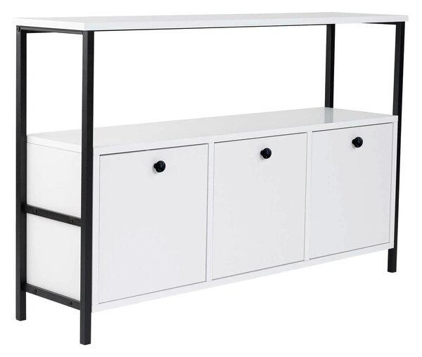 Comodă SOLACE, alb/negru, PAL melaminat/metal, 120x35x77 cm