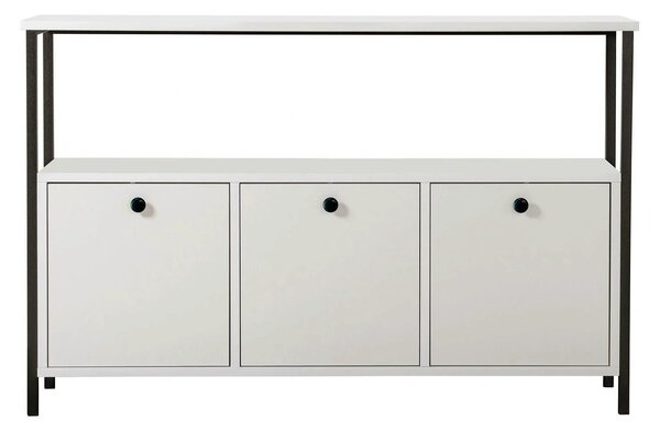 Comodă SOLACE, alb/negru, PAL melaminat/metal, 120x35x77 cm