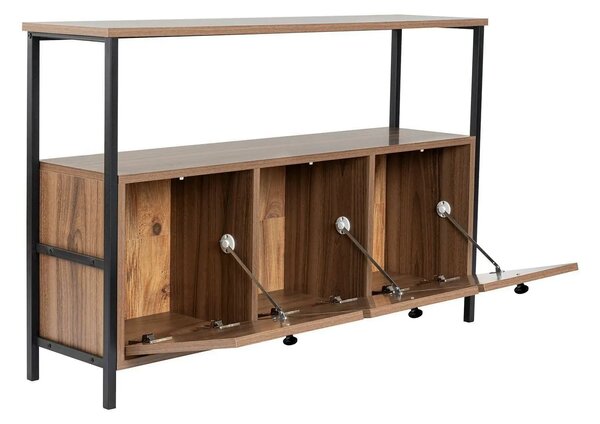 Comodă SOLACE, nuc/negru, PAL melaminat/metal, 120x35x77cm