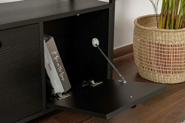 Comodă SOLACE, negru, PAL melaminat/metal, 120x35x77 cm