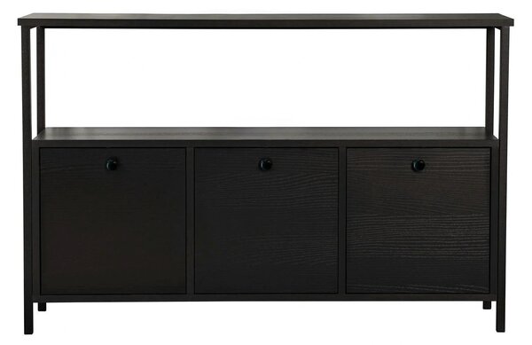 Comodă SOLACE, negru, PAL melaminat/metal, 120x35x77 cm