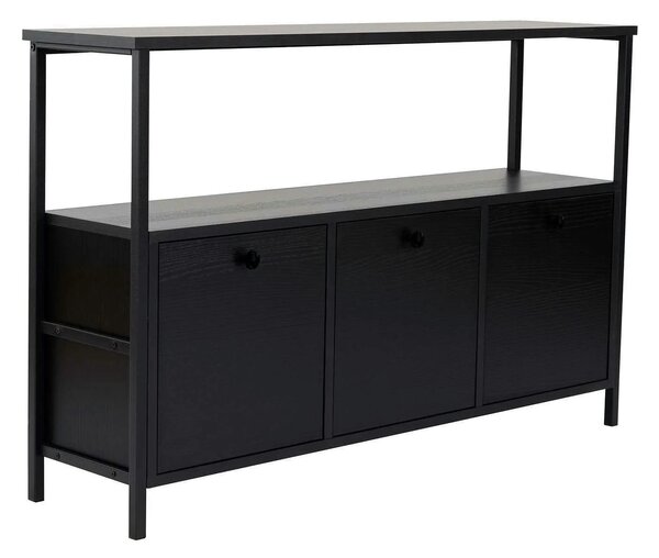 Comodă SOLACE, negru, PAL melaminat/metal, 120x35x77 cm
