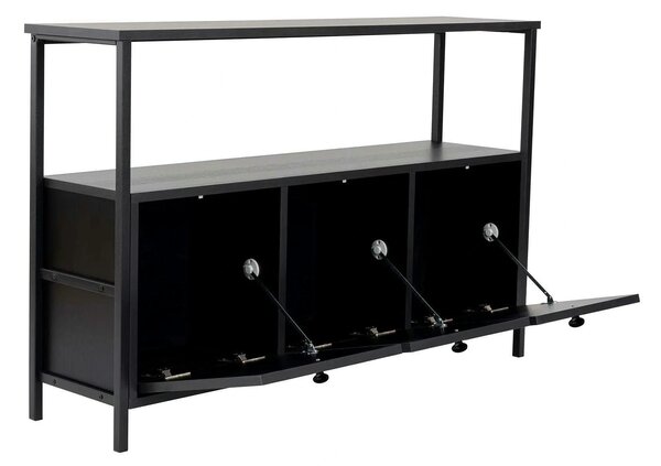 Comodă SOLACE, negru, PAL melaminat/metal, 120x35x77 cm