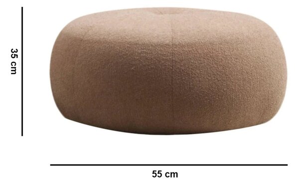 Taburet TINA, stofă buclată - cappuccino, Ø55x35 cm