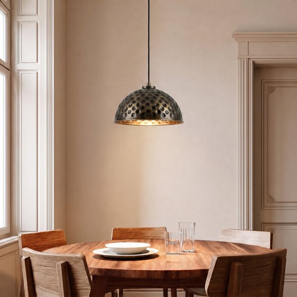 Opviq Lampă suspendată ECHO, alamă antică, Ø 26 cm, metal, E27, reglabil, Bronz / Alamă Veche, Camera de zi / sufragerie, Metal