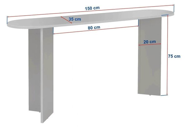 Consola SIRA, travertin/nuc, PAL melaminat, 150x35x75 cm