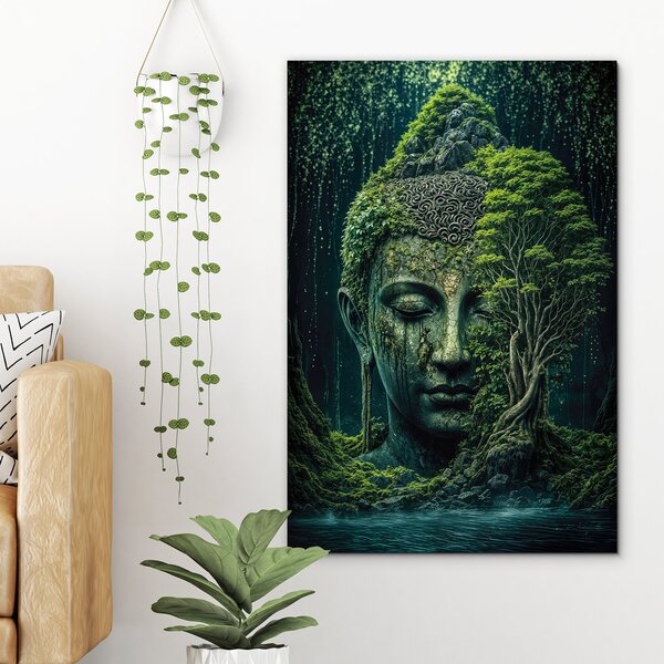 DUBLEZ | Tablou din lemn cu Buddha - Născut din pădure | Imprimare UV premium