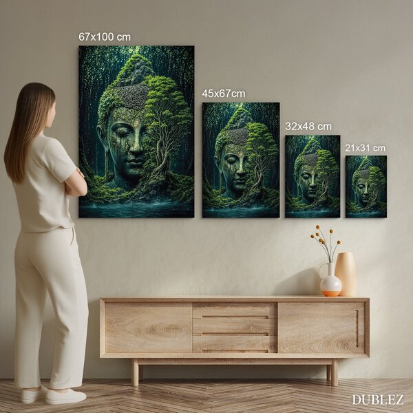 DUBLEZ | Tablou din lemn cu Buddha - Născut din pădure | Imprimare UV premium