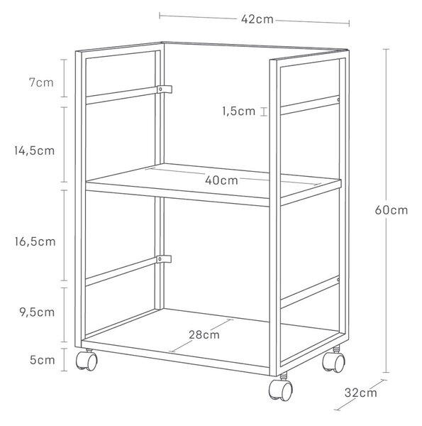 Etajeră pe roți neagră din metal 42x60 cm Tower – YAMAZAKI