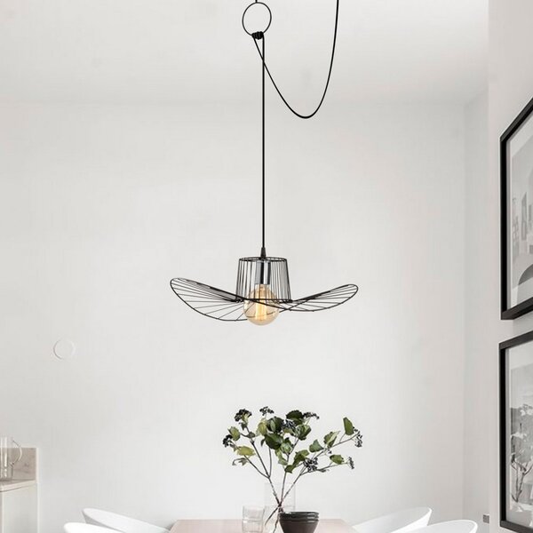 Opviq Lampă suspendată Tel 6726 Ø50cm negru descentralizată, reglabil, Negru, Camera de zi / sufragerie, Metal, Modern