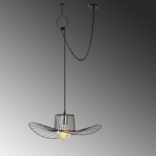 Opviq Lampă suspendată Tel 6726 Ø50cm negru descentralizată, reglabil, Negru, Camera de zi / sufragerie, Metal, Modern