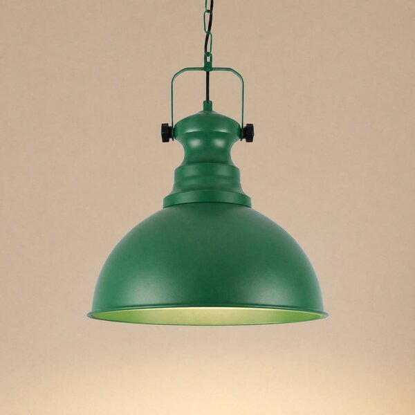 Opviq Lampă suspendată Kure, verde, Ø 31 cm, metal, E27, reglabil, Verde, Camera de zi / sufragerie, Metal, Vintage