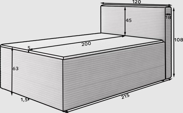 Pat boxspringbett Alamito albastru inchis 120/200 cm