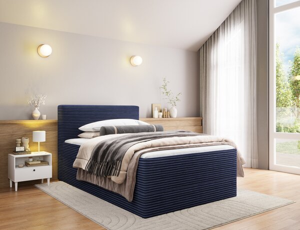 Pat boxspringbett Alamito albastru inchis 120/200 cm