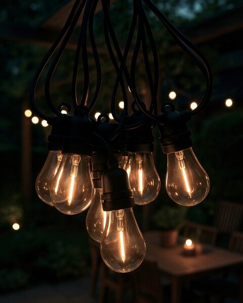 Ghirlandă decorativă LED pentru exterior, 10 LED, 0,36 W, 230 V, 8 m, IP44, negru