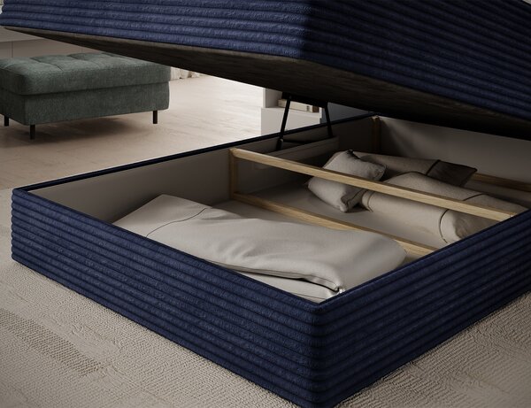 Pat boxspringbett Alamito albastru inchis 120/200 cm