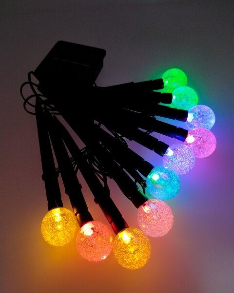 Lampă solară LED RGB, 10 x LED, 1,2 V, 300 mAh, IP44, neagră