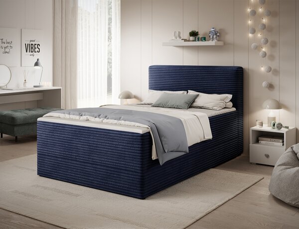Pat boxspringbett Alamito albastru inchis 120/200 cm