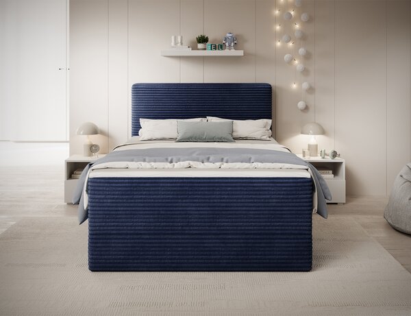 Pat boxspringbett Alamito albastru inchis 120/200 cm