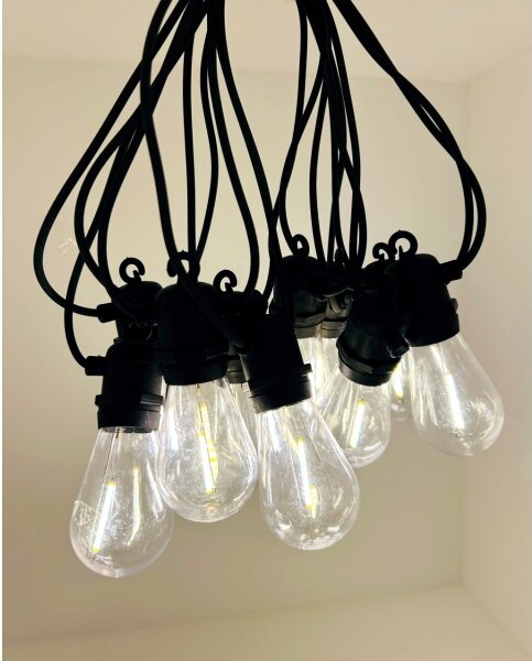 Ghirlandă decorativă LED pentru exterior, 10 LED, 0,36 W, 230 V, 8 m, IP44, negru