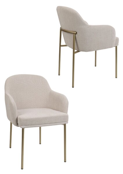 Scaun de dining Zafiro Arm, picioare aurii