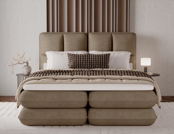 Pat boxspringbett Tonila maro deschis 140/200 cm