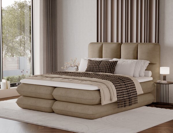 Pat boxspringbett Tonila maro deschis 140/200 cm