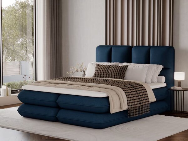 Pat boxspringbett Tonila albastru 140/200 cm