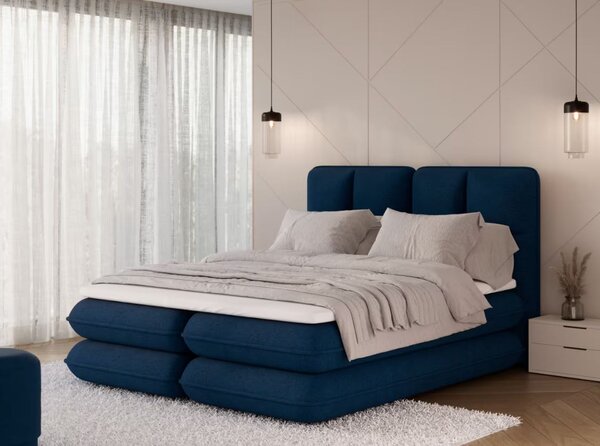 Pat boxspringbett Tonila albastru 140/200 cm