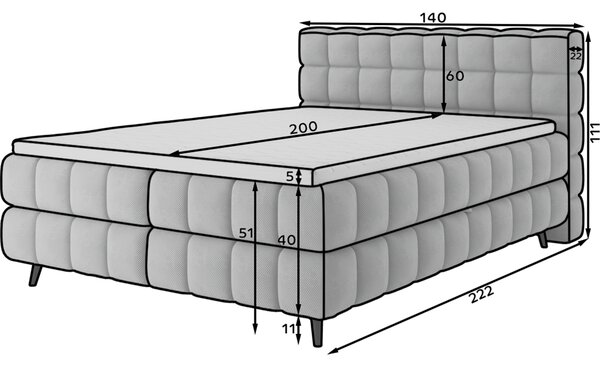 Pat boxspringbett Sabeno alb 140/200 cm