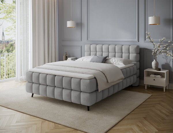 Pat boxspringbett Sabeno gri deschis 140/200 cm