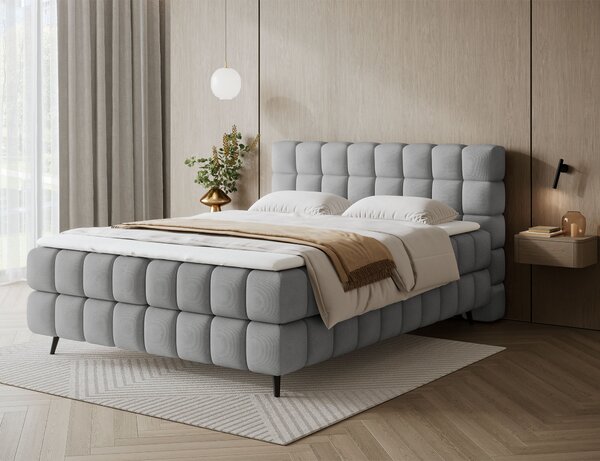 Pat boxspringbett Sabeno gri deschis 140/200 cm