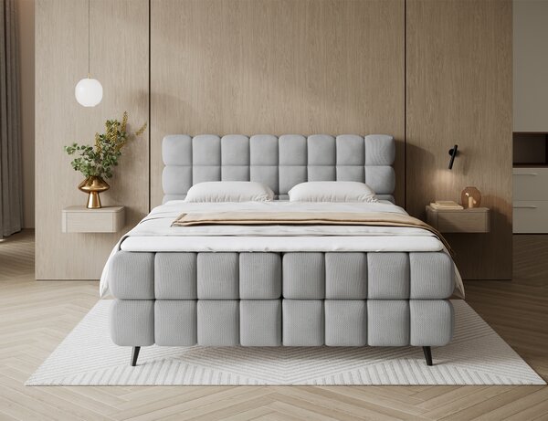 Pat boxspringbett Sabeno gri deschis 140/200 cm
