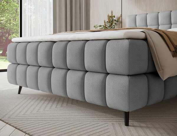 Pat boxspringbett Sabeno gri deschis 140/200 cm