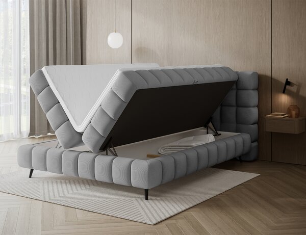 Pat boxspringbett Sabeno gri deschis 140/200 cm