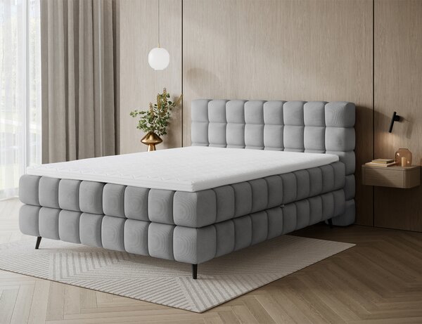 Pat boxspringbett Sabeno gri deschis 140/200 cm