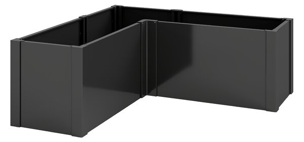 Outsunny Pat înălțat în formă de L pentru flori, rezistent la intemperii, pat de plantare/seră timpurie din oțel zincat 150 x 150 x 55 cm Negru | Aosom Romania
