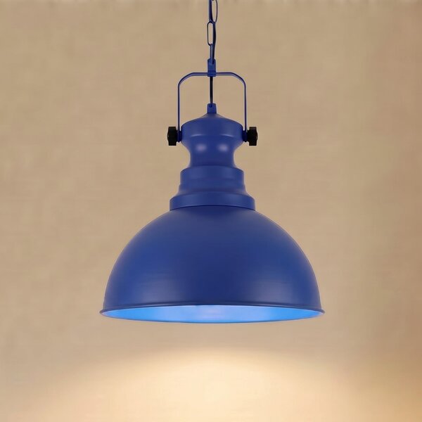 Opviq Lampă suspendată Kure, albastră, Ø 31 cm, metal, E27, reglabil, Albastru, Camera de zi / sufragerie, Metal, Vintage