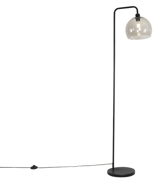 Lampă de podea inteligentă neagră cu sticlă fumă inclusiv WiFi A60 - Maly