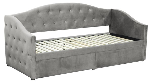 KONDELA Pat cu spaţiu de depozitare, 90x200, ţesătură Velvet gri, ZASKA