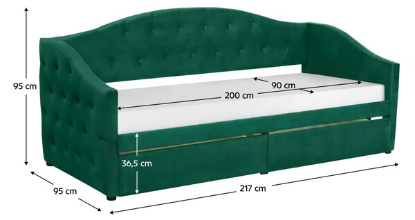 KONDELA Pat cu spaţiu de depozitare, 90x200, ţesătură Velvet catifea, ZASKA