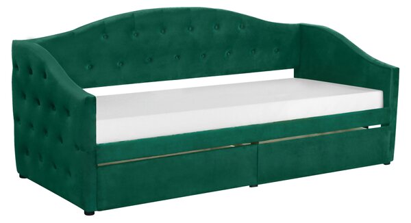 KONDELA Pat cu spaţiu de depozitare, 90x200, ţesătură Velvet catifea, ZASKA