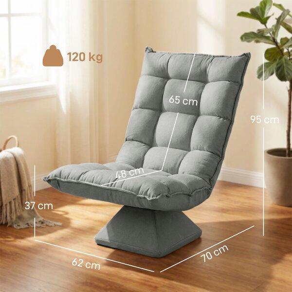HOMCOM Scaun de podea, stil contemporan, Oțel, Material textil cu efect de catifea, 62 x 70 x 95 cm, Gri | Aosom Romania