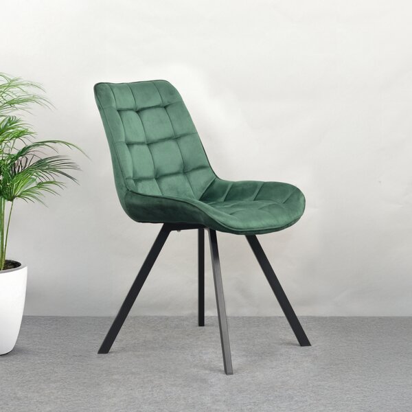 KONDELA Scaun de luat masa, ţesătură Velvet verde închis/negru, SAMIRA