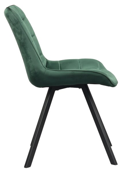 KONDELA Scaun de luat masa, ţesătură Velvet verde închis/negru, SAMIRA