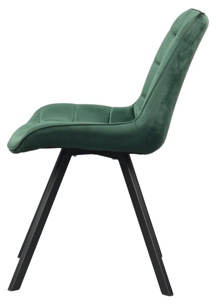 KONDELA Scaun de luat masa, ţesătură Velvet verde închis/negru, SAMIRA