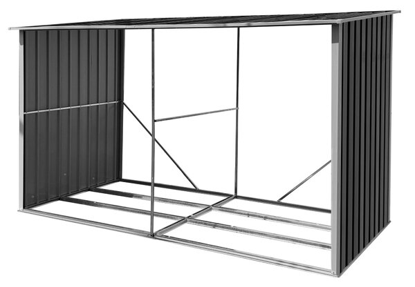 KONDELA Magazie pentru lemn, antracit/alb, 377,5x121x194 cm, DARYL TIP 4