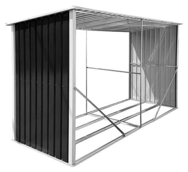KONDELA Magazie pentru lemn, antracit/alb, 377,5x121x194 cm, DARYL TIP 4